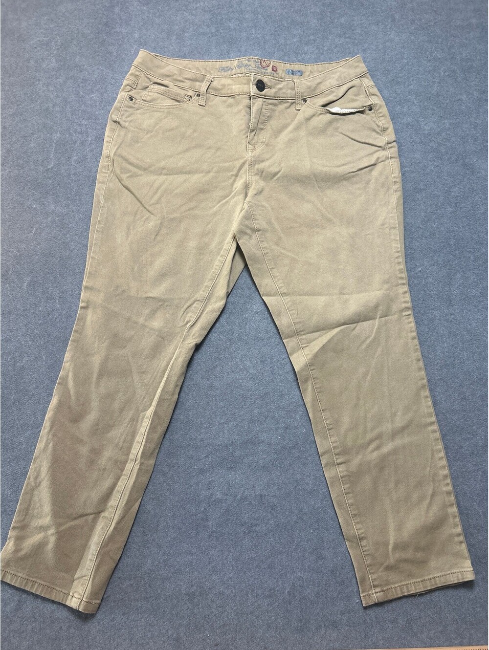 Faded Glory Ultimate Skinny Jeans Womens 14P Petite Khaki Tan Stretch Casual